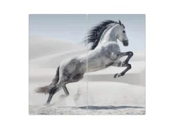 Banjado Herde|Kochfelder<Herdabdeckplatte Glas 2 Teilig Je 30x52CM Schneidebrett Herdabdeckung Mit Motiv Wildes Pferd