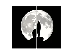 Banjado Herde|Kochfelder<Herdabdeckplatte Glas 2 Teilig Je 30x52CM Schneidebrett Herdabdeckung Mit Motiv Heulender Wolf Sw