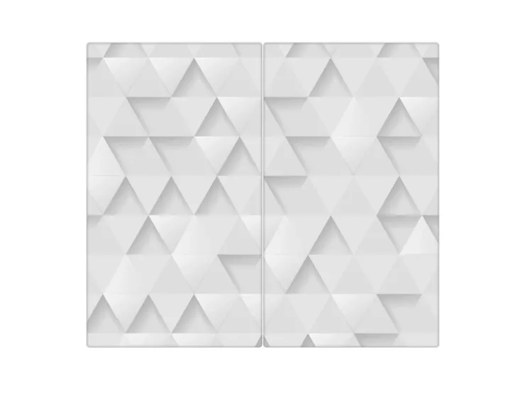 Banjado Herde|Kochfelder<Herdabdeckplatte Glas 2 Teilig Je 30x52CM Schneidebrett Herdabdeckung Mit Motiv Weisse Dreiecke