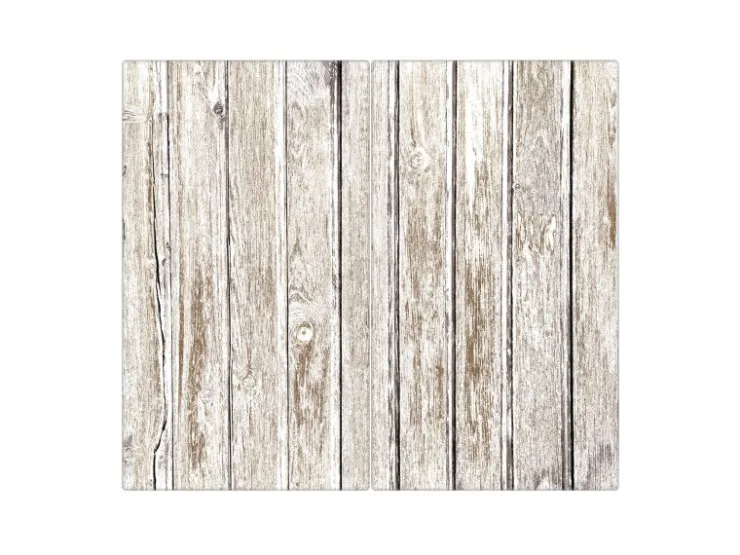 Banjado Herde<Herdabdeckplatte Glas 2 Teilig Je 30x52CM Schneidebrett Herdabdeckung Mit Motiv Weißes Holz