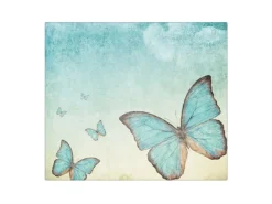 Sale Banjado Herdabdeckplatte Glas 1 Teilig 60x52CM Schneidebrett Herdabdeckung Mit Motiv Blaue Schmetterlinge