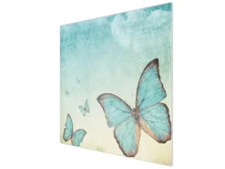 Sale Banjado Herdabdeckplatte Glas 1 Teilig 60x52CM Schneidebrett Herdabdeckung Mit Motiv Blaue Schmetterlinge