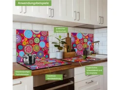 Outlet Herdabdeckplatte Glas 1 Teilig 60x52CM Schneidebrett Herdabdeckung Mit Motiv Retro Kreise Herde|Kochfelder