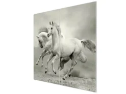 Outlet Banjado Herdabdeckplatte Glas 2 Teilig Je 30x52CM Schneidebrett Herdabdeckung Mit Motiv Wilde Pferde Sw