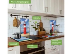 Outlet Banjado Herdabdeckplatte Glas 2 Teilig Je 30x52CM Schneidebrett Herdabdeckung Mit Motiv Fröhliche Tiere