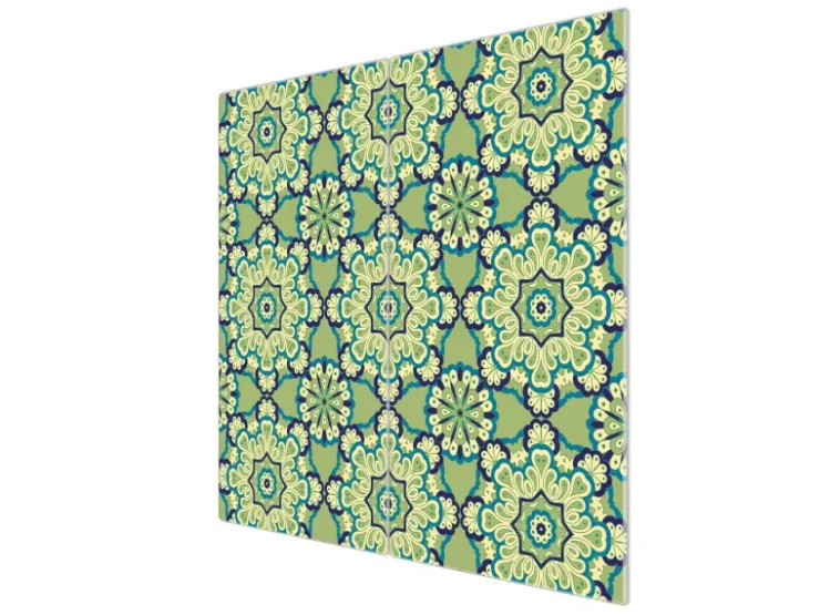 Banjado Herdabdeckungen|Herde<Herdabdeckplatte Glas 2 Teilig Je 30x52CM Schneidebrett Herdabdeckung Mit Motiv Kaleidoscop Grün