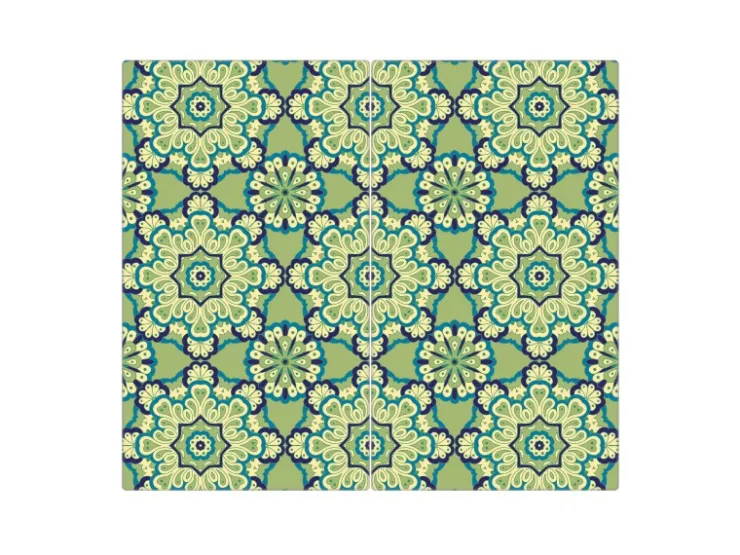 Banjado Herdabdeckungen|Herde<Herdabdeckplatte Glas 2 Teilig Je 30x52CM Schneidebrett Herdabdeckung Mit Motiv Kaleidoscop Grün