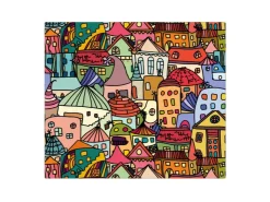 Banjado Herdabdeckungen|Kochfelder<Herdabdeckplatte Glas 1 Teilig 60x52CM Schneidebrett Herdabdeckung Mit Motiv Funky Town