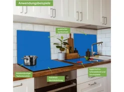 Banjado Herdabdeckungen|Herde<Herdabdeckplatte Glas 1 Teilig 60x52CM Schneidebrett Herdabdeckung Mit Motiv Signalblau