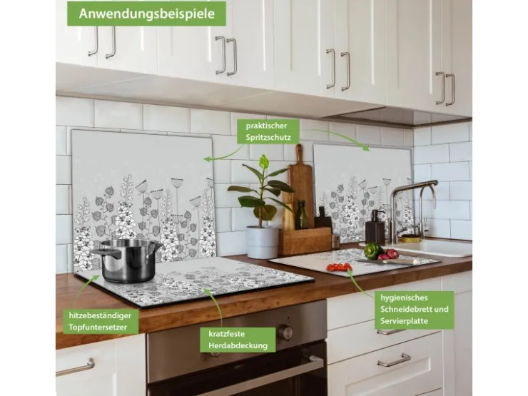 Sale Banjado Herdabdeckplatte Glas 1 Teilig 60x52CM Schneidebrett Herdabdeckung Mit Motiv Universum