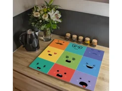 Banjado Herdabdeckungen|Kochfelder<Herdabdeckplatte Glas 1 Teilig 60x52CM Schneidebrett Herdabdeckung Mit Motiv Neun Keinenasen
