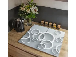 Banjado Herdabdeckplatte Glas 1 Teilig 60x52CM Schneidebrett Herdabdeckung Mit Motiv Pflügen