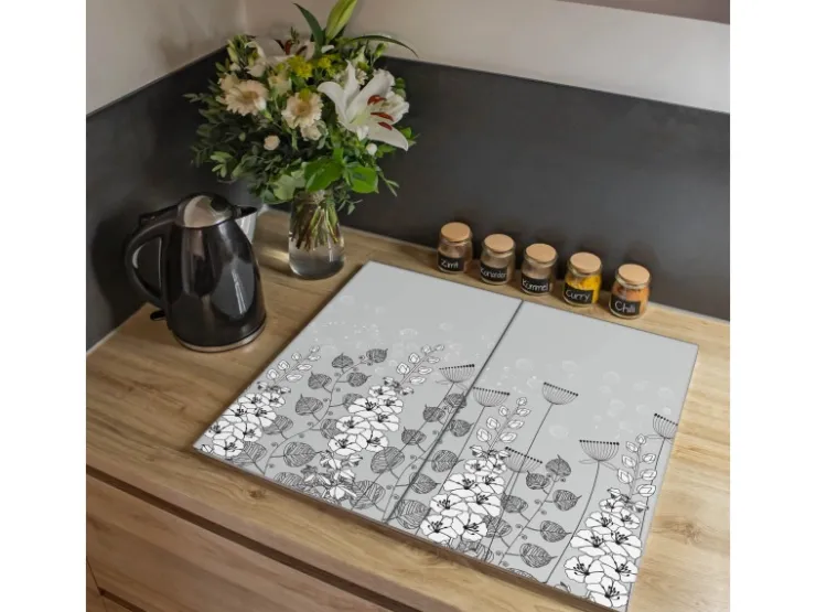 Online Herdabdeckplatte Glas 2 Teilig Je 30x52CM Schneidebrett Herdabdeckung Mit Motiv Sonnenblumen Herdabdeckungen|Kochfelder