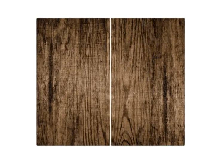 Banjado Herdabdeckungen|Kochfelder<Herdabdeckplatte Glas 2 Teilig Je 30x52CM Schneidebrett Herdabdeckung Mit Motiv Maserung Dunkel