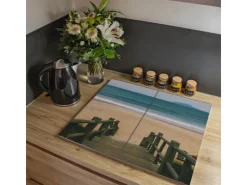 Banjado Herdabdeckungen|Kochfelder<Herdabdeckplatte Glas 2 Teilig Je 30x52CM Schneidebrett Herdabdeckung Mit Motiv Zum Strand