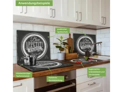 Banjado Herdabdeckungen|Herde<Herdabdeckplatte Glas 1 Teilig 60x52CM Schneidebrett Herdabdeckung Mit Motiv Bon Appetit
