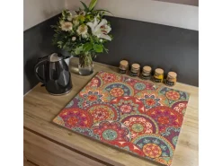 New Banjado Herdabdeckplatte Glas 1 Teilig 60x52CM Schneidebrett Herdabdeckung Mit Motiv Rosetten