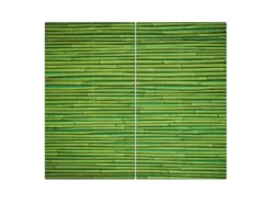 New Herdabdeckplatte Glas 2 Teilig Je 30x52CM Schneidebrett Herdabdeckung Mit Motiv Bambus Grün Schneidebretter|Herdabdeckungen