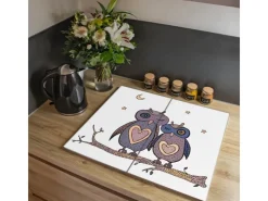 Online Banjado Herdabdeckplatte Glas 2 Teilig Je 30x52CM Schneidebrett Herdabdeckung Mit Motiv Herz Aus Moos