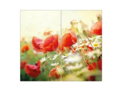 Best Banjado Herdabdeckplatte Glas 1 Teilig 60x52CM Schneidebrett Herdabdeckung Mit Motiv Karo Schwarz