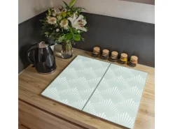 Online Herdabdeckplatte Glas 1 Teilig 60x52CM Schneidebrett Herdabdeckung Mit Motiv Muster Getupft Blau Schneidebretter|Herdabdeckungen