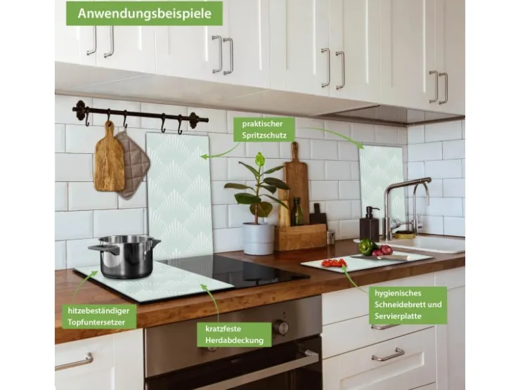 Online Herdabdeckplatte Glas 1 Teilig 60x52CM Schneidebrett Herdabdeckung Mit Motiv Muster Getupft Blau Schneidebretter|Herdabdeckungen