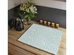 Online Herdabdeckplatte Glas 1 Teilig 60x52CM Schneidebrett Herdabdeckung Mit Motiv Muster Getupft Blau Schneidebretter|Herdabdeckungen