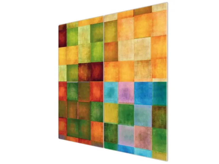 Banjado Herdabdeckplatte Glas 2 Teilig Je 30x52CM Schneidebrett Herdabdeckung Mit Motiv Rote Schirme