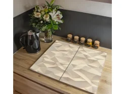 Online Banjado Herdabdeckplatte Glas 2 Teilig Je 30x52CM Schneidebrett Herdabdeckung Mit Motiv Steinwand 2