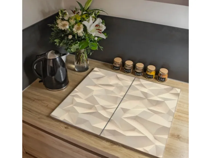 Online Banjado Herdabdeckplatte Glas 2 Teilig Je 30x52CM Schneidebrett Herdabdeckung Mit Motiv Steinwand 2