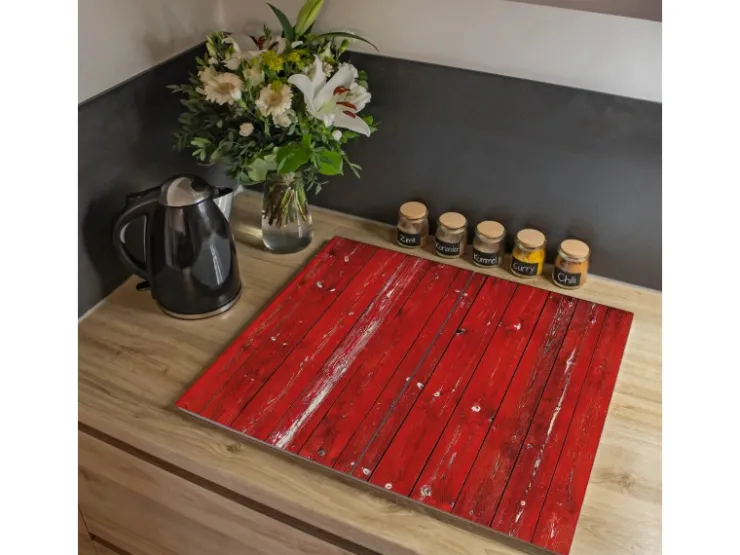 Online Herdabdeckplatte Glas 1 Teilig 60x52CM Schneidebrett Herdabdeckung Mit Motiv Punkte Rot Schneidebretter|Herdabdeckungen