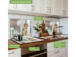 Outlet Banjado Herdabdeckplatte Glas 1 Teilig 60x52CM Schneidebrett Herdabdeckung Mit Motiv Herz Aus Moos