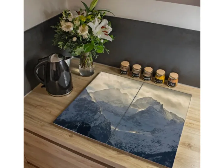 Online Banjado Herdabdeckplatte Glas 1 Teilig 60x52CM Schneidebrett Herdabdeckung Mit Motiv Grünes Muster