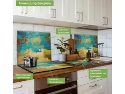 Sale Herdabdeckplatte Glas 1 Teilig 60x52CM Schneidebrett Herdabdeckung Mit Motiv Blumen Naiv Schneidebretter|Herdabdeckungen
