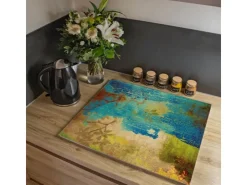 Sale Herdabdeckplatte Glas 1 Teilig 60x52CM Schneidebrett Herdabdeckung Mit Motiv Blumen Naiv Schneidebretter|Herdabdeckungen