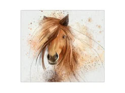 Banjado Schneidebretter|Herdabdeckungen<Herdabdeckplatte Glas 1 Teilig 60x52CM Schneidebrett Herdabdeckung Mit Motiv Magic Horse