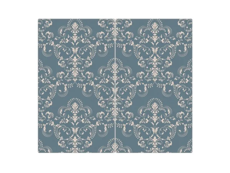 Banjado Schneidebretter|Herdabdeckungen<Herdabdeckplatte Glas 2 Teilig Je 30x52CM Schneidebrett Herdabdeckung Mit Motiv Royal Creme Blau