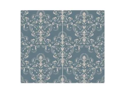 Banjado Schneidebretter|Herdabdeckungen<Herdabdeckplatte Glas 2 Teilig Je 30x52CM Schneidebrett Herdabdeckung Mit Motiv Royal Creme Blau