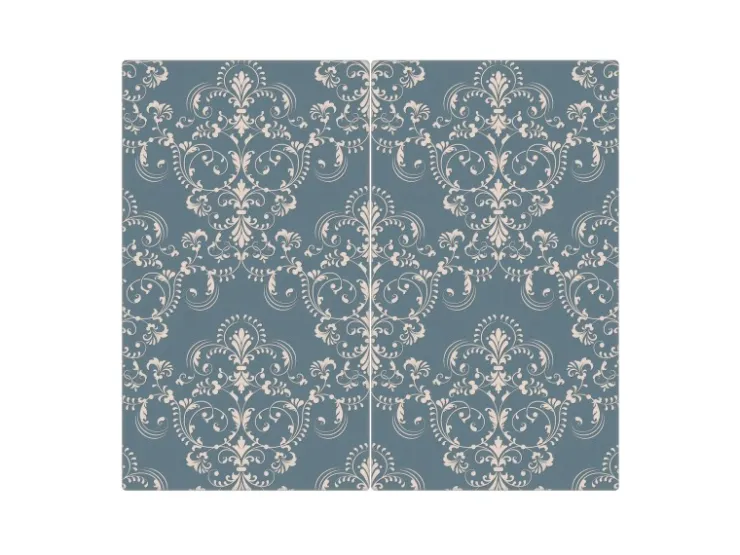 Banjado Schneidebretter|Herdabdeckungen<Herdabdeckplatte Glas 2 Teilig Je 30x52CM Schneidebrett Herdabdeckung Mit Motiv Royal Creme Blau