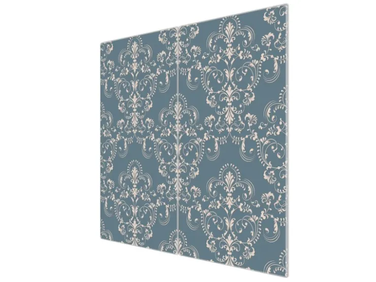 Banjado Schneidebretter|Herdabdeckungen<Herdabdeckplatte Glas 2 Teilig Je 30x52CM Schneidebrett Herdabdeckung Mit Motiv Royal Creme Blau