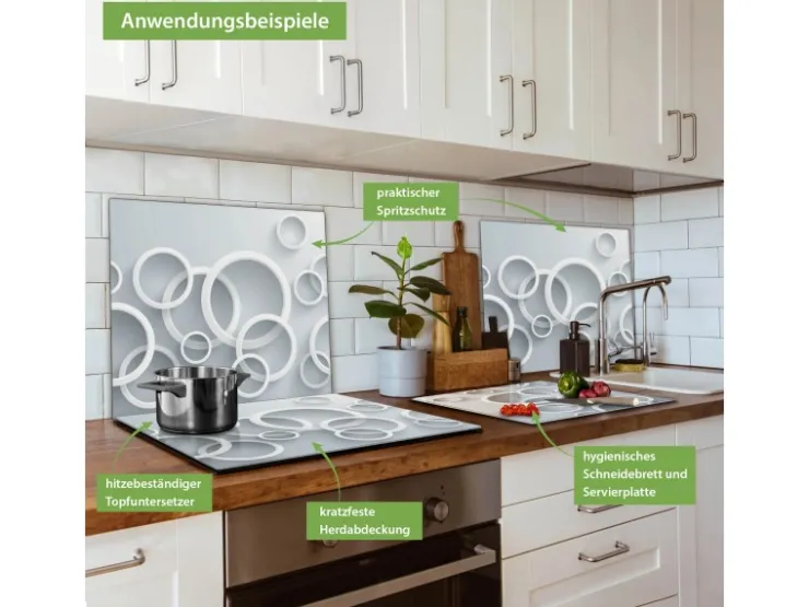 Sale Herdabdeckplatte Glas 1 Teilig 60x52CM Schneidebrett Herdabdeckung Mit Motiv Wassertropfen Schneidebretter|Herdabdeckungen