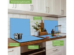 Banjado Schneidebretter|Herdabdeckungen<Herdabdeckplatte Glas 1 Teilig 60x52CM Schneidebrett Herdabdeckung Mit Motiv Pastellblau