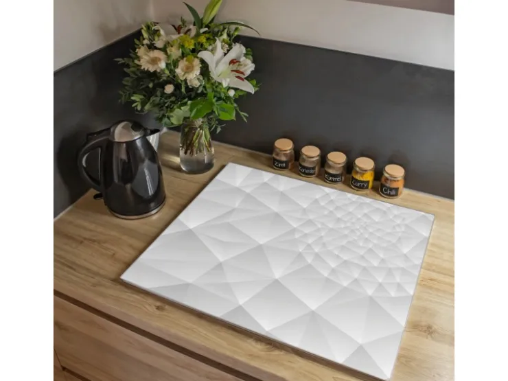 New Herdabdeckplatte Glas 1 Teilig 60x52CM Schneidebrett Herdabdeckung Mit Motiv Baumwollblüte Monochrom Schneidebretter|Herdabdeckungen