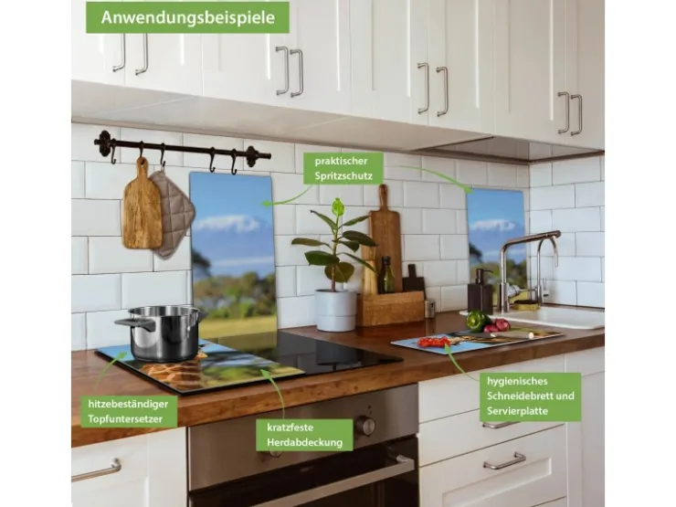 Online Herdabdeckplatte Glas 2 Teilig Je 30x52CM Schneidebrett Herdabdeckung Mit Motiv Blasse Holzlatten Schneidebretter|Herdabdeckungen