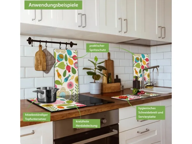 Sale Banjado Herdabdeckplatte Glas 2 Teilig Je 30x52CM Schneidebrett Herdabdeckung Mit Motiv Pause