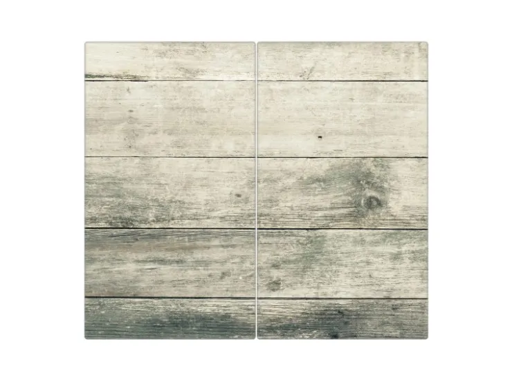 Banjado Schneidebretter|Herdabdeckungen<Herdabdeckplatte Glas 2 Teilig Je 30x52CM Schneidebrett Herdabdeckung Mit Motiv Graue Planken