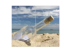 Sale Banjado Herdabdeckplatte Glas 1 Teilig 60x52CM Schneidebrett Herdabdeckung Mit Motiv Beige Herzen