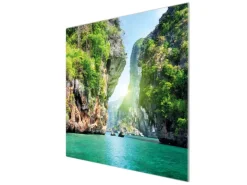 Banjado Schneidebretter|Herdabdeckungen<Herdabdeckplatte Glas 1 Teilig 60x52CM Schneidebrett Herdabdeckung Mit Motiv Versteckte Bucht
