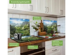Outlet Herdabdeckplatte Glas 1 Teilig 60x52CM Schneidebrett Herdabdeckung Mit Motiv Bergsee Alpen Schneidebretter|Herdabdeckungen
