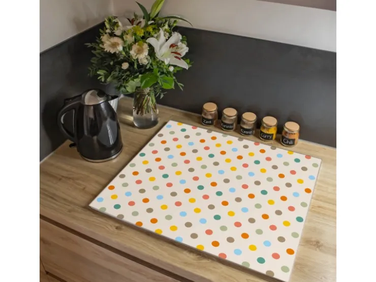 Banjado Schneidebretter|Herdabdeckungen<Herdabdeckplatte Glas 1 Teilig 60x52CM Schneidebrett Herdabdeckung Mit Motiv Bunte Punkte